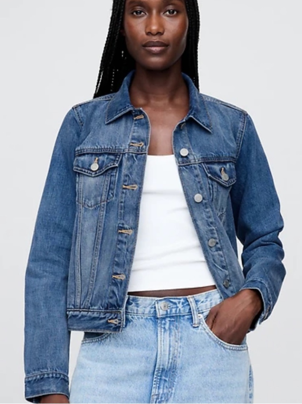 GAP FACTORY STRETCH DENIM ICON JEAN JACKET CLASSIC STYLE SIZE MED